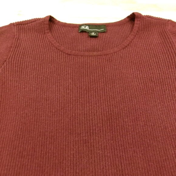 AGB Womens Ladies Maroon Burgundy Long Sleeve Pullover Tunic Sweater w/ Pockets - Picture 2 of 16
